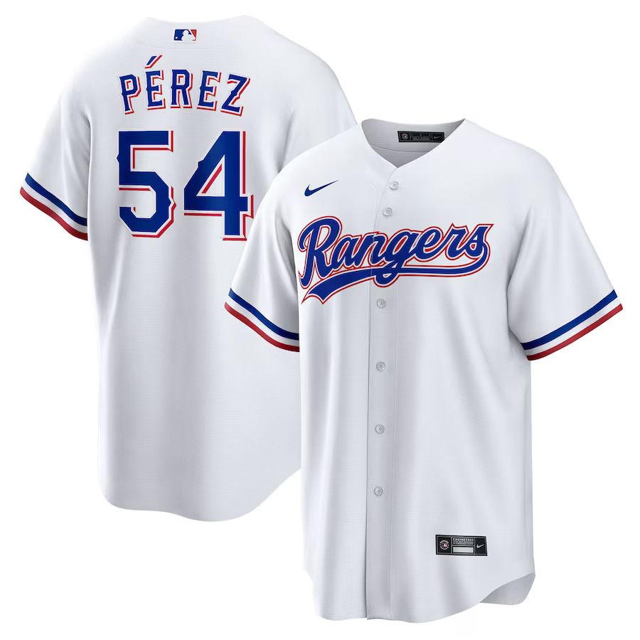 Men Texas Rangers #54 Martin Perez Nike White Home Replica Player MLB Jersey